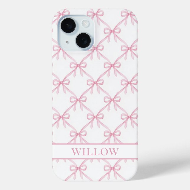 Coques Case-Mate iPhone Nœuds à l'aquarelle Coquette Rose (Verso)
