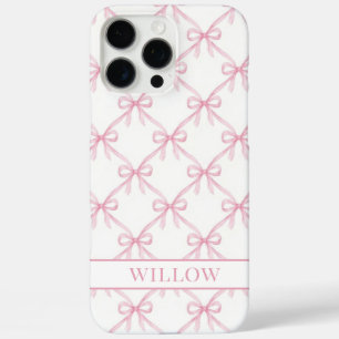Coque iPhone 16 Pro Max Nœuds à l'aquarelle Coquette Rose