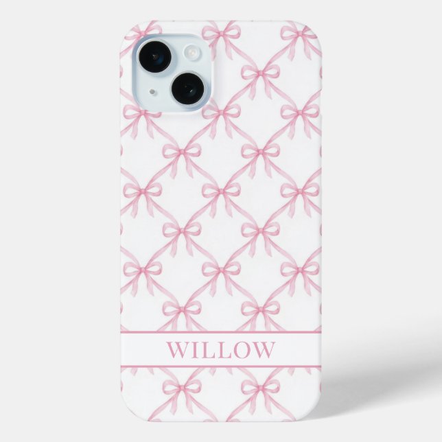 Coques Case-Mate iPhone Nœuds à l'aquarelle rose Coquette (Verso)