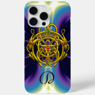 COQUE iPhone 15 PRO MAX NOEUDS CELTIQUES D'OR AVEC DRAGONS DOUCES