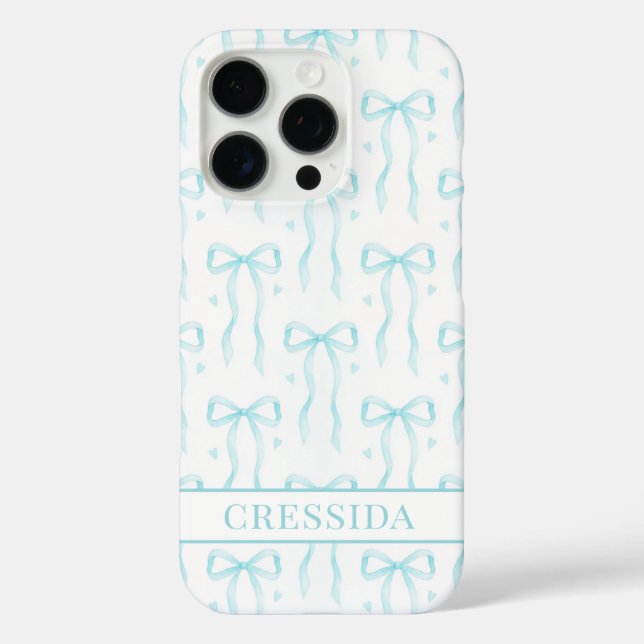 Coques Case-Mate iPhone Nœuds Coquette Aqua Monogrammés (Verso)