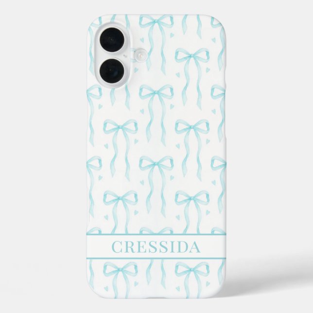 Coques Case-Mate iPhone Nœuds Coquette Aqua Monogrammés (Verso)