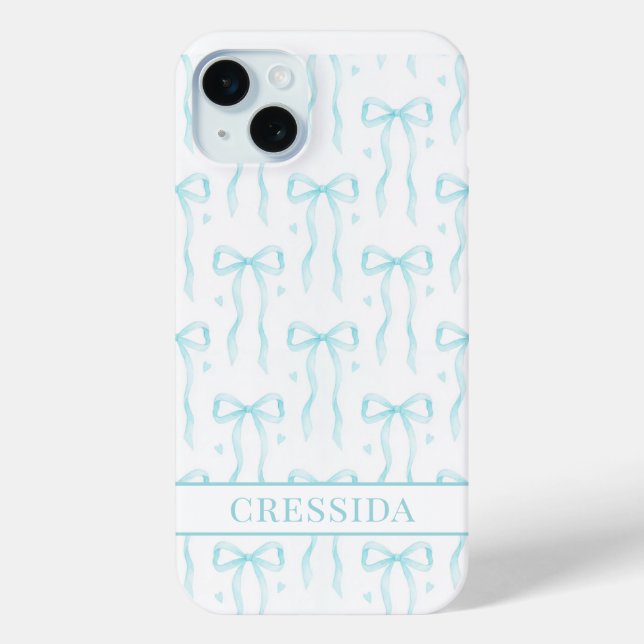 Coques Case-Mate iPhone Nœuds Coquette Aqua Monogrammés (Verso)