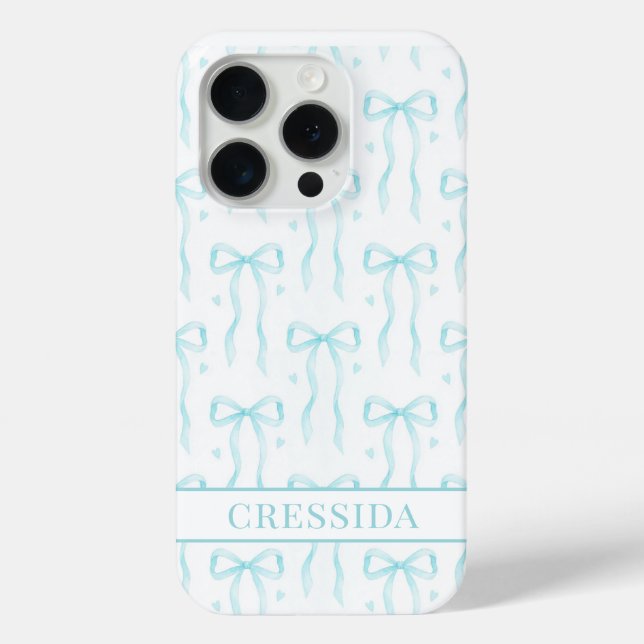Coques Case-Mate iPhone Nœuds Coquette Aqua Monogrammés (Verso)
