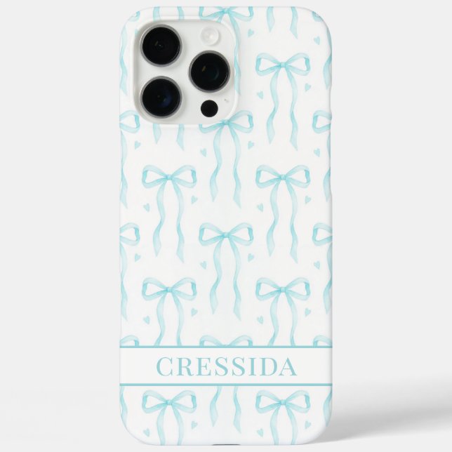 Coques Case-Mate iPhone Nœuds Coquette Aqua Monogrammés (Verso)