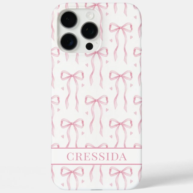 Coques Case-Mate iPhone Nœuds Coquette Rose Monogrammés (Verso)