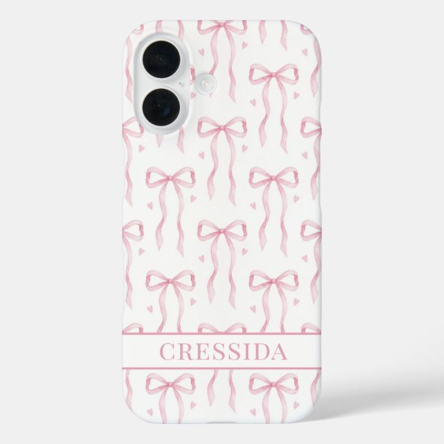 Coques Case-Mate iPhone Nœuds Coquette Rose Monogrammés (Verso)