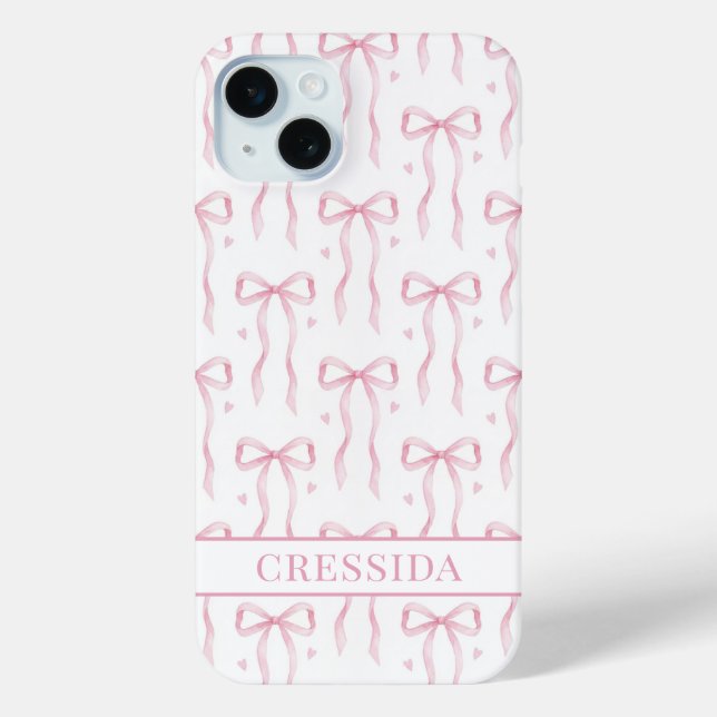 Coques Case-Mate iPhone Nœuds Coquette Rose Monogrammés (Verso)
