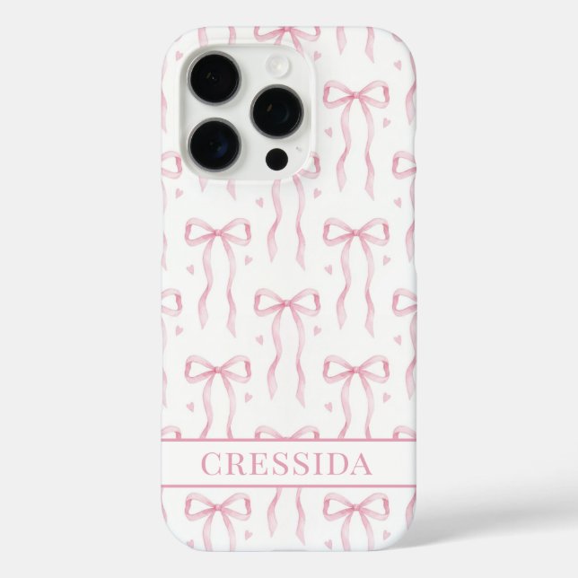 Coques Case-Mate iPhone Nœuds Coquette Rose Monogrammés (Verso)