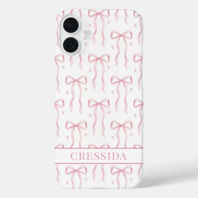 Coques Case-Mate iPhone Nœuds Coquette Rose Monogrammés (Verso)