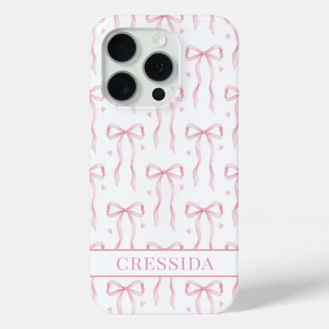 Coques Case-Mate iPhone Nœuds Coquette Rose Monogrammés (Verso)