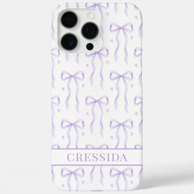 Coques Case-Mate iPhone Nœuds Coquette Violets Monogrammés (Verso)