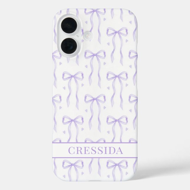 Coques Case-Mate iPhone Nœuds Coquette Violets Monogrammés (Verso)