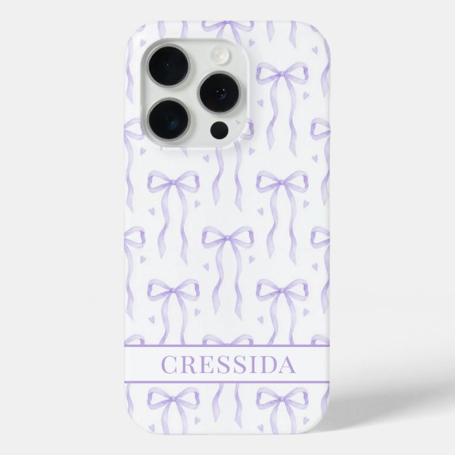 Coques Case-Mate iPhone Nœuds Coquette Violets Monogrammés (Verso)