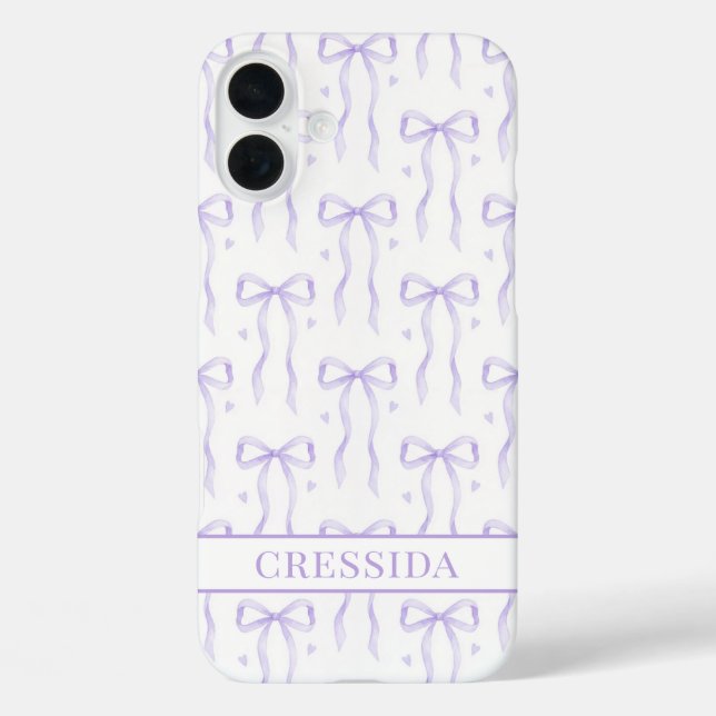 Coques Case-Mate iPhone Nœuds Coquette Violets Monogrammés (Verso)
