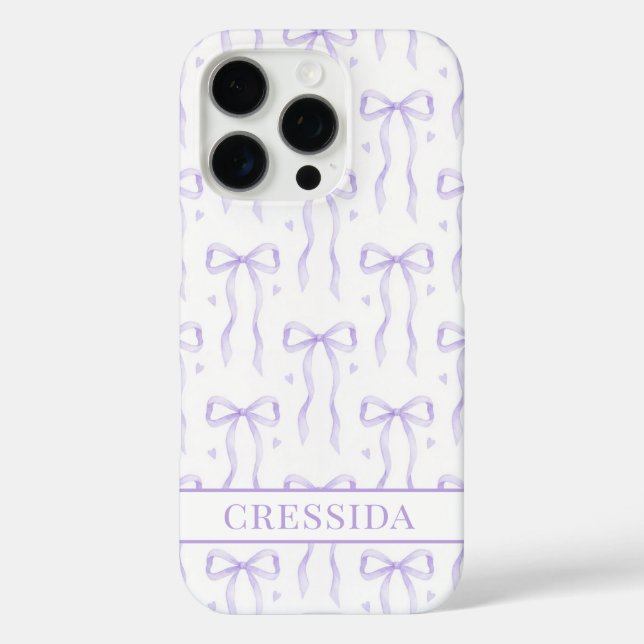 Coques Case-Mate iPhone Nœuds Coquette Violets Monogrammés (Verso)