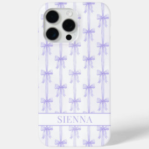 Coque Case-Mate iPhone Nœuds Coquette Violets Monogrammes Rayés