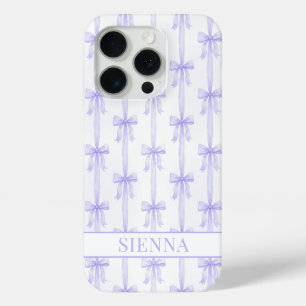 Coque Case-Mate iPhone Nœuds Coquette Violets Monogrammes Rayés