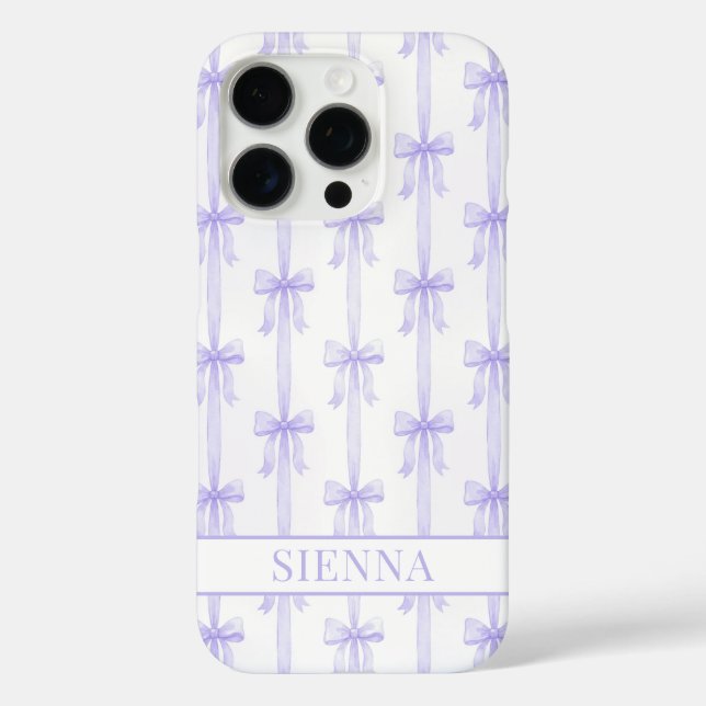 Coques Case-Mate iPhone Nœuds Coquette Violets Monogrammes Rayés (Verso)