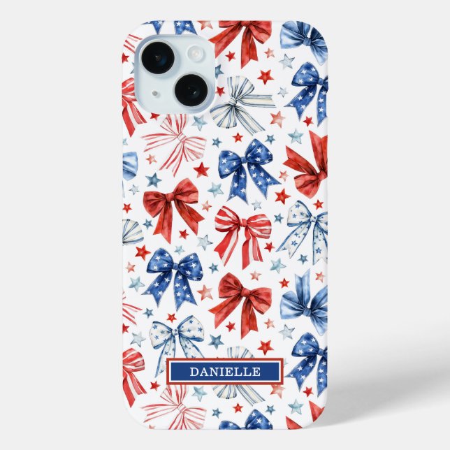 Coques Case-Mate iPhone Nœuds Coquettes Patriotiques Monogrammés (Verso)