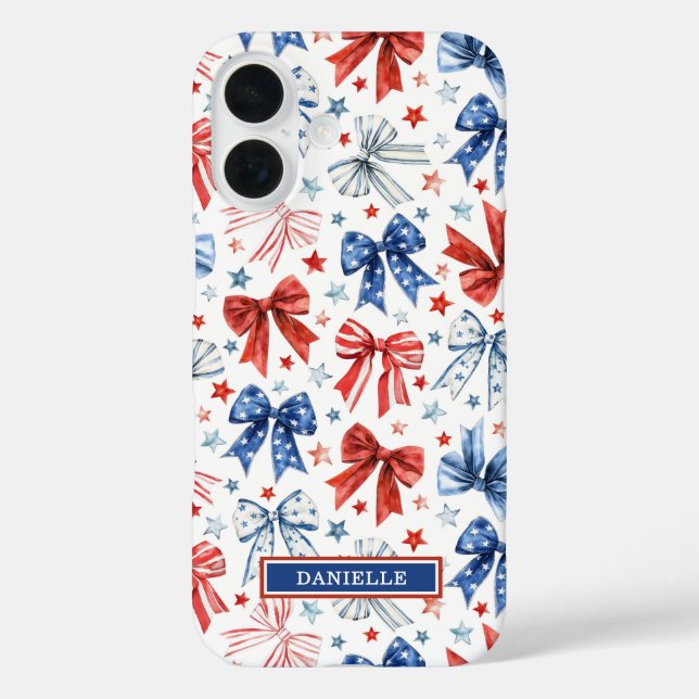 Coques Case-Mate iPhone Nœuds de Coquette Patriotique Monogrammés (Verso)