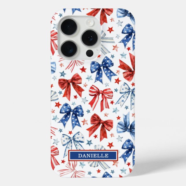 Coques Case-Mate iPhone Nœuds de Coquette Patriotique Monogrammés (Verso)