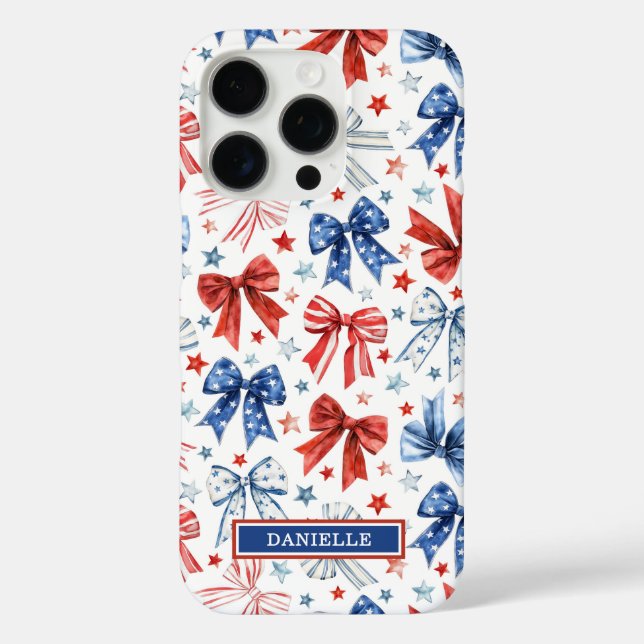 Coques Case-Mate iPhone Nœuds de Coquette Patriotique Monogrammés (Verso)