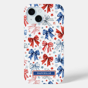 Coque Case-Mate iPhone Nœuds de Coquette Patriotique Monogrammés
