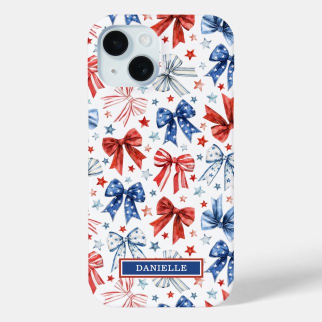 Coques Case-Mate iPhone Nœuds de Coquette Patriotique Monogrammés (Verso)