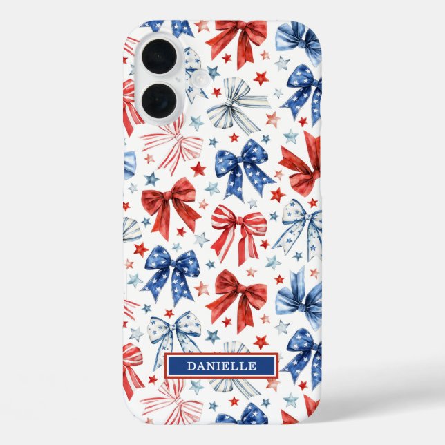 Coques Case-Mate iPhone Nœuds de Coquette Patriotique Monogrammés (Verso)