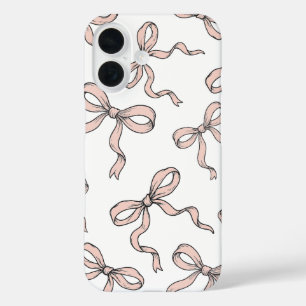 Coque Pour iPhone 16 Nœuds de ruban rose à la mode mignons contourné en