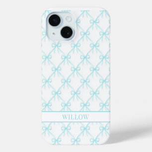 Coque Case-Mate iPhone Nœuds de teinte aqua à l'aquarelle Aqua Coquette