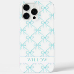 Coque iPhone 16 Pro Max Nœuds de teinte aquatique Coquette aquarelle