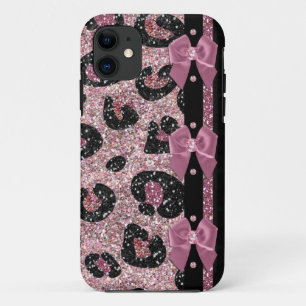 Coque Case-Mate iPhone Nœuds en ruban imprimé léopard rose rockabilly RAB
