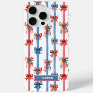 Coque Case-Mate iPhone Nœuds et Rayures Monogrammes Patriotiques
