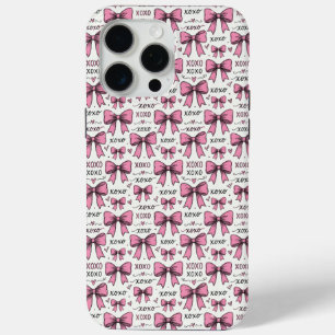 Coque Case-Mate iPhone Nœuds roses mignons XOXO Motif Coquette Doodle