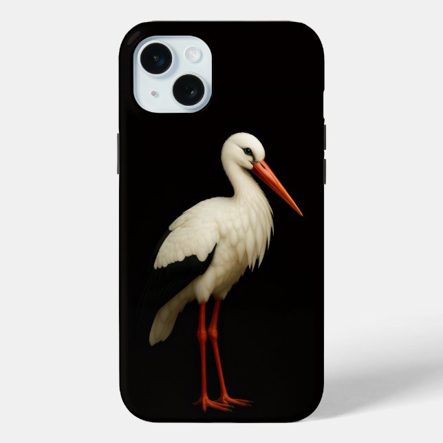 Coques Case-Mate iPhone Noir 4 Luxe, Cigogne Élégante iphone 15 Plus (Verso)