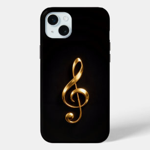Coque Case-Mate iPhone Noir 4 Luxe, Clé de Sol Dorée iPhone 15 Plus