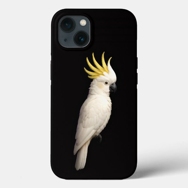 Coques Case-Mate iPhone Noir 4 Luxe iPhone 13, Cacatoès à crête jaune (Verso)
