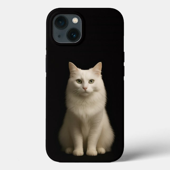 Coques Case-Mate iPhone Noir 4 Luxe iPhone 13, Chat Angora Turc (Verso)