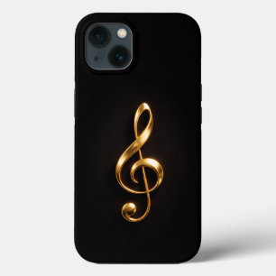 Case-Mate iPhone Case Noir 4 Luxe iPhone 13, Clé de Sol Dorée