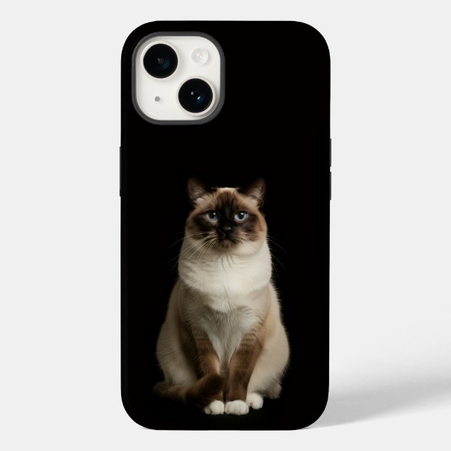 Coques Case-Mate iPhone Noir 4 Luxe iPhone 14 Mate, Chat Birman (Verso)