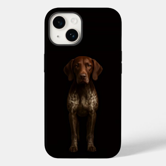Coques Case-Mate iPhone Noir 4 Luxe iPhone 14 Mate, Chien Pointer Allemand (Verso)