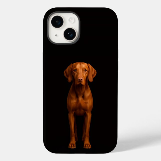 Coques Case-Mate iPhone Noir 4 Luxe iPhone 14 Mate, Chien Vizsla Agile (Verso)