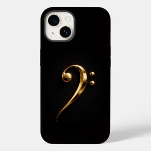 Coque Case-Mate iPhone Noir 4 Luxe iPhone 14 Mate, Clé de Sol Dorée