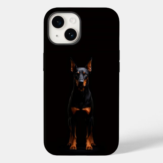 Coques Case-Mate iPhone Noir 4 Luxe iPhone 14 Mate, Doberman Gardien (Verso)