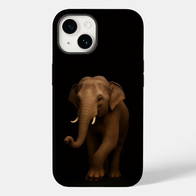Coques Case-Mate iPhone Noir 4 Luxe iPhone 14 Mate, Éléphant d'Inde (Verso)