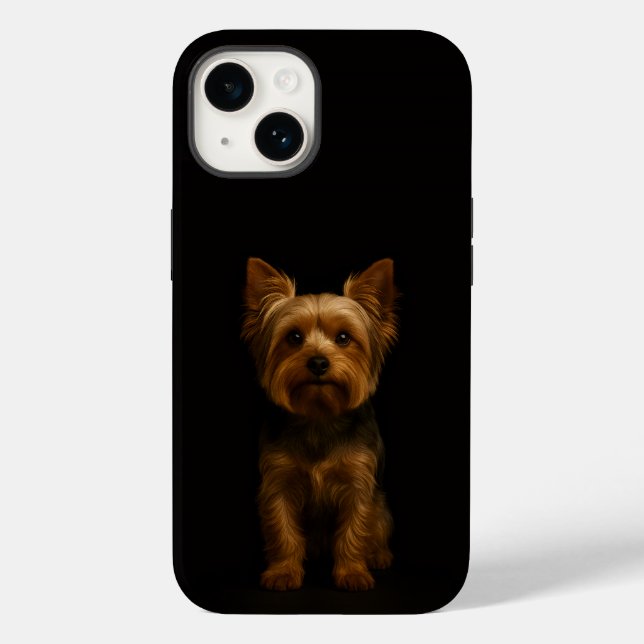 Coques Case-Mate iPhone Noir 4 Luxe iPhone 14 Mate, Yorkshire Terrier (Verso)