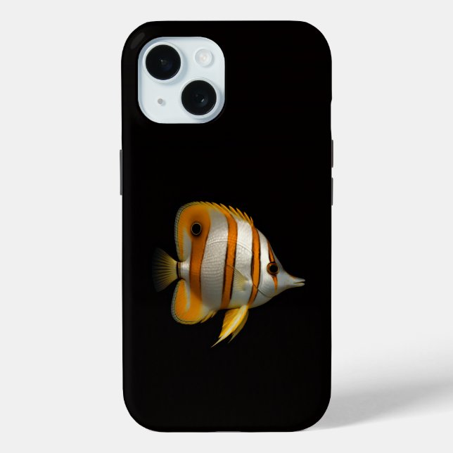 Coques Case-Mate iPhone Noir 4 Luxe iPhone 15 Mate, Poisson-papillon de ré (Verso)