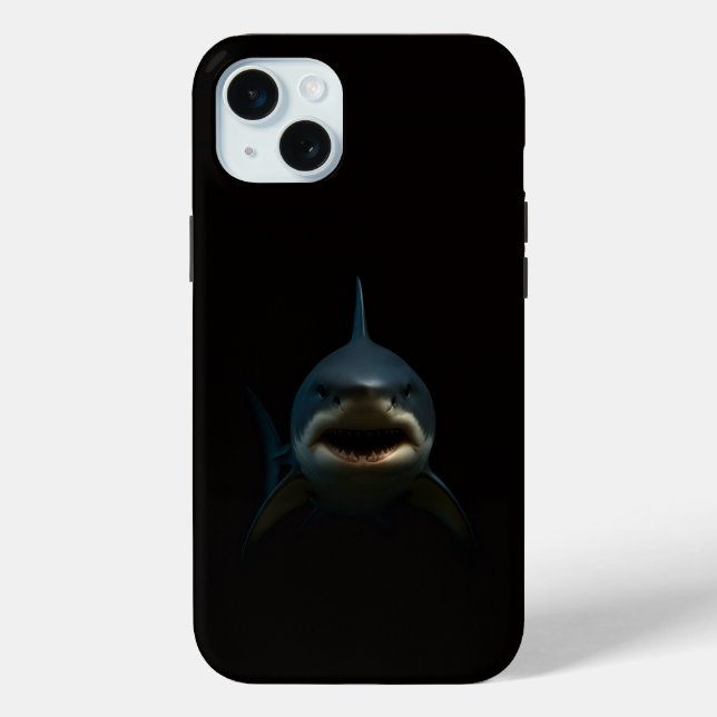 Coques Case-Mate iPhone Noir 4 Luxe iPhone 15 Plus, Grand Requin Blanc (Verso)
